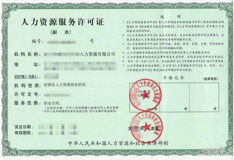 人(rén)力資源許可(kě)證